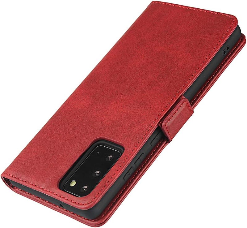 iCoverCase for Samsung Note 20 Case, PU Leather Wallet Case with Card Holder [Built-in Magnet] Shockproof Protective Flip Cover for Samsung Galaxy Note 20 - Red - Image 5