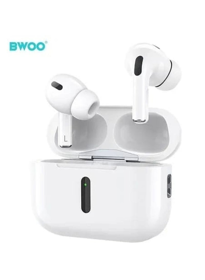 بوو سماعات أذن BWOO BW-87 ستيريو لاسلكية حقيقية (TWS) - تصميم نصف داخل الأذن، وبلوتوث 5.3، وشحن سريع، ومقاومة للتعرق، وجودة مكالمات فائقة الوضوح مع عناصر تحكم ذكية باللمس