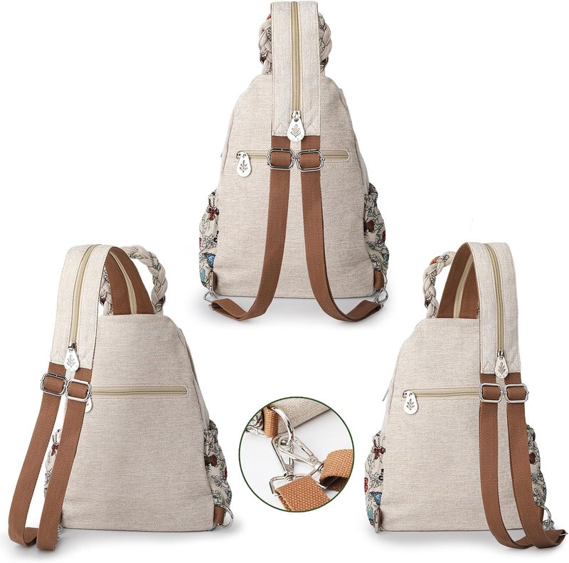 AULUDA Ladys Convertible Sling Bag, Hand Craft Artisan Purse, Girls Beautiful Canvas Premium Casual Day Mini Backpack for Women (Flower Bee) - Image 5
