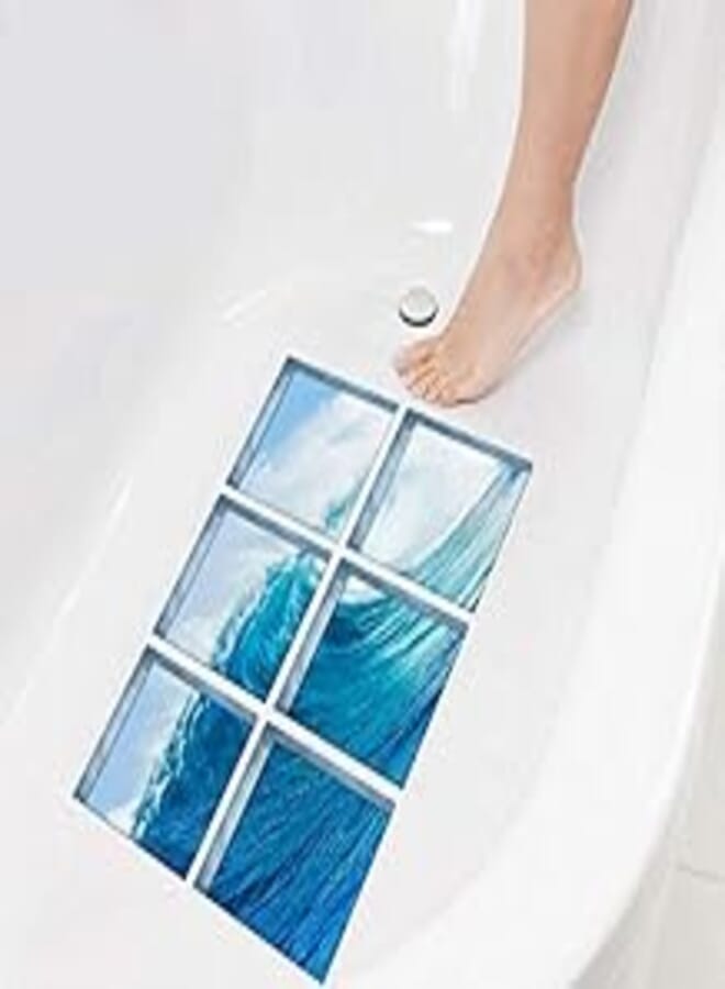 6pcs/set Imitation 3D bathtub stickers home wall stickers Bathroom waterproof non-slip wave twill wall sticker