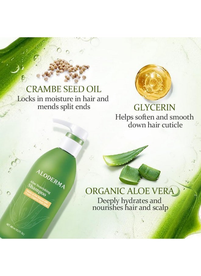 Aloderma Aloderma Aloe Nourishing Shampoo Featuring Fresh, Organic Aloe Vera for Dry and Damaged Hair - Gently Cleanses and Moisturizes Dehydrated Hair for Soft, Healthy Hair - Alcohol, Paraben-Free - 16oz  - Image 2