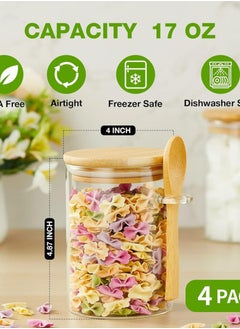 Mash 500ml Round Glass Jar with Bamboo Spoon & Lid, Borosilicate Jar with Wooden Scoop Kitchen Food Storage Containers Airtight Lids Cereals Canisters Jars  - Image 5