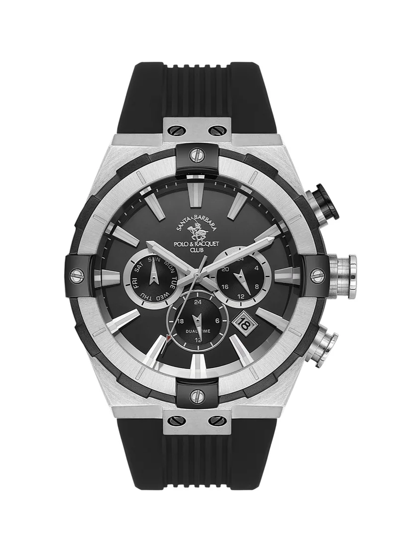 SANTA BARBARA POLO & RACQUET CLUB Santa Barbara Polo & Racquet Club - Men's Watch | Silicone Band withSteel Case | Analog | Round Dial | Mineral Glass | Japanese Quartz | Water Resistance 50 Meters