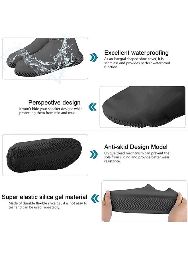 Waterproof Shoe Covers, Non-Slip Sandproof Water Resistant Overshoes Silicone Rubber Rain Shoe Cover Outdoor Cycling Protectors apply to Men, Women, Kids  (Medium, Black) - Image 4
