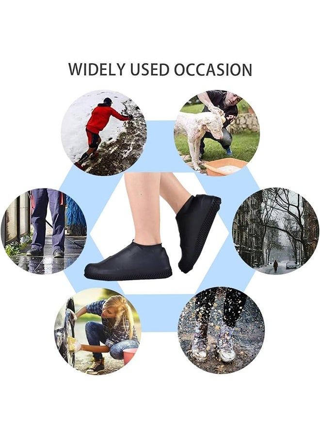 Waterproof Shoe Covers, Non-Slip Sandproof Water Resistant Overshoes Silicone Rubber Rain Shoe Cover Outdoor Cycling Protectors apply to Men, Women, Kids  (Medium, Black) - Image 2