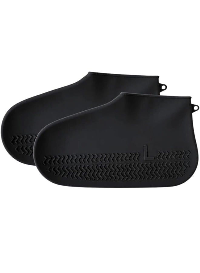 Generic Waterproof Shoe Covers, Non-Slip Water Resistant Overshoes Silicone Rubber Rain Shoe Cover Outdoor cycling Protectors apply to Men, Women, Kids (Medium, Black) - Image 5