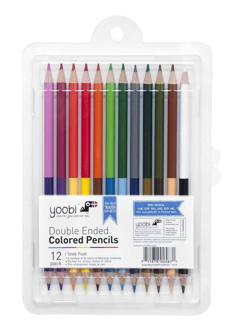 Yoobi Colored Pencils Set Double Ended for Kids and Adults pack of 12 - Image 2