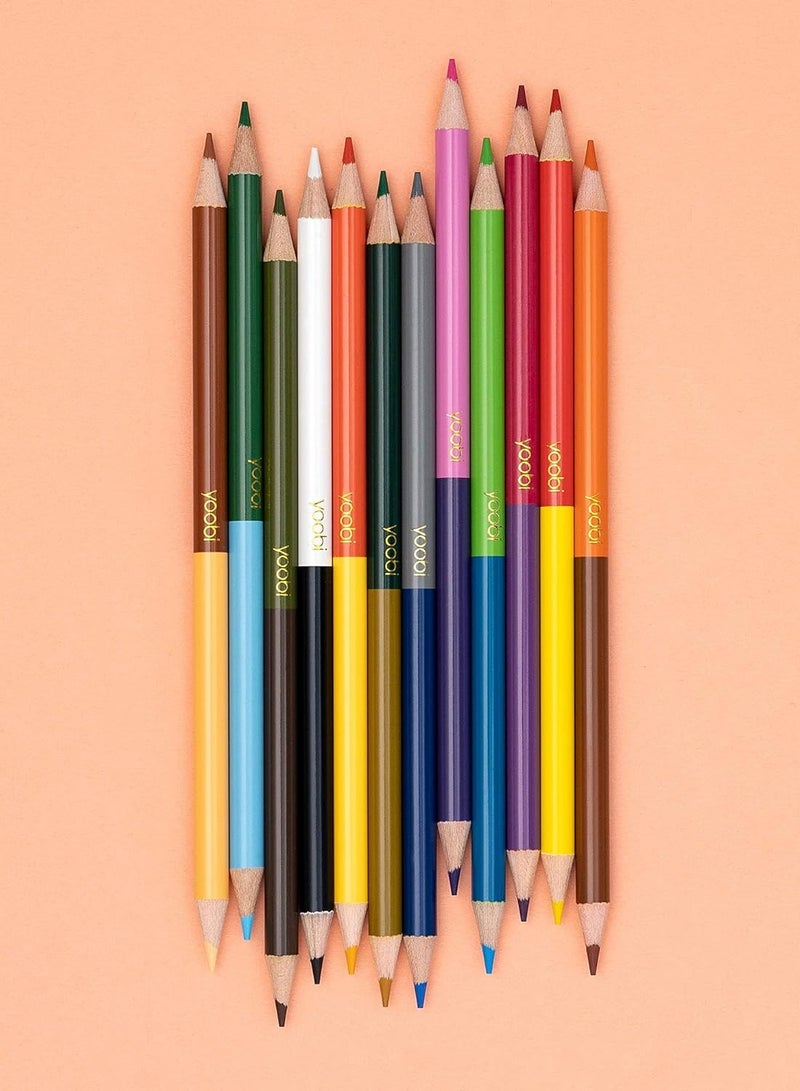 Yoobi Colored Pencils Set Double Ended for Kids and Adults pack of 12 - Image 3