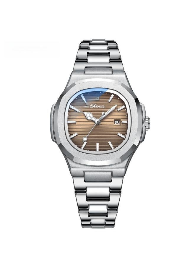 NIBEMINENT - Dawn Hot Steel Band Watch Couple Luminous Waterproof Simple Fashion Business Calendar Quartz For Men And Women - Image 1