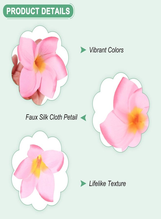 M METERXITY 10-Pack Artificial Plumeria Flowers, Fake Silk Heads Flower Hawaiian Plumeria Petal for DIY Crafts/Dress/Wedding/Party Decoration [Pink, 3.9"/ 10cm] - Image 2