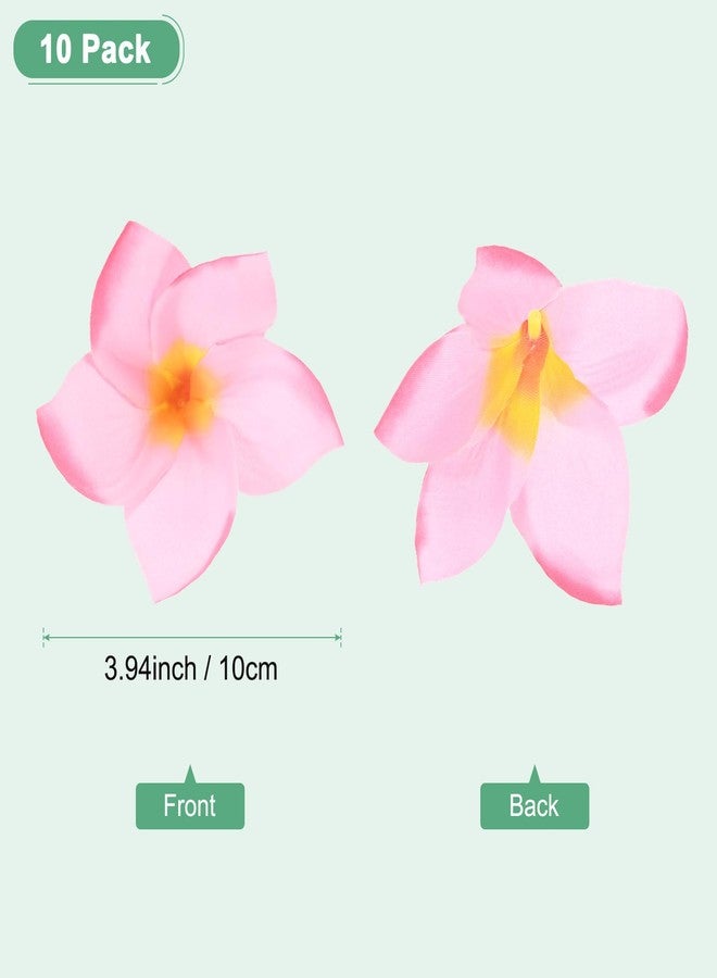 M METERXITY 10-Pack Artificial Plumeria Flowers, Fake Silk Heads Flower Hawaiian Plumeria Petal for DIY Crafts/Dress/Wedding/Party Decoration [Pink, 3.9"/ 10cm] - Image 3