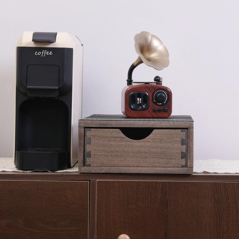 DDYURI Coffee Pod Holders 1-Layer 1-Drawer Dark Brown (CF1D1C-DK) - Image 5