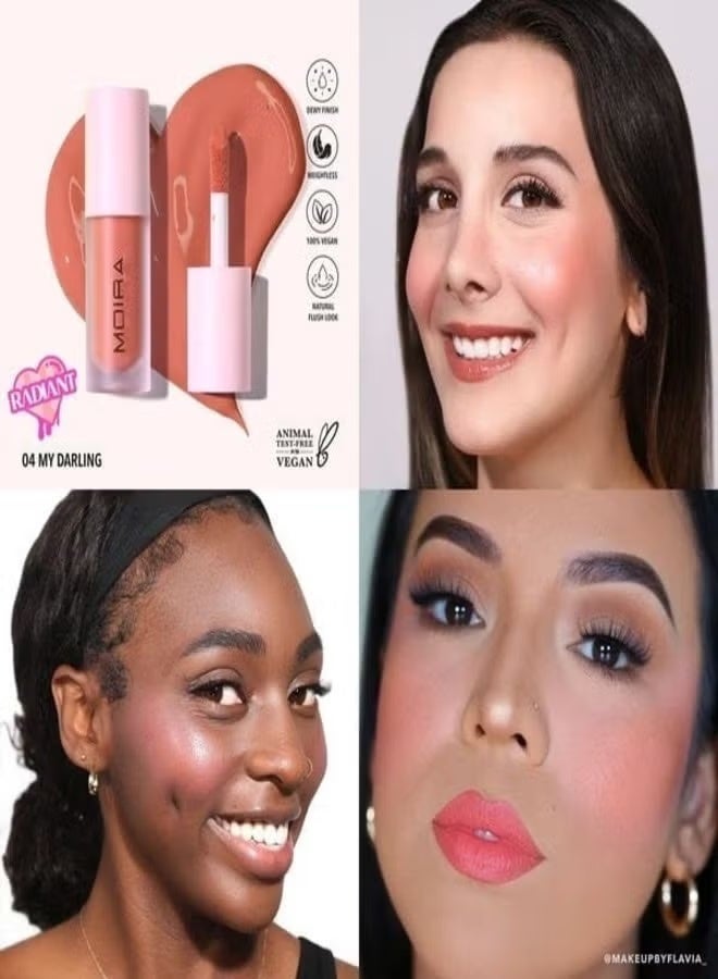 MOIRA Love Steady Liquid Blush – 04 My Darling, Lightweight Buildable Formula, Long-Lasting Dewy Finish, Hydrating & Blendable, Vegan & Cruelty-Free, 0.17 fl. oz (5 ml) - Image 2