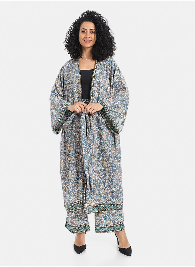 Red Circle Women's Kimono Floral Pants Suit  - Image 1