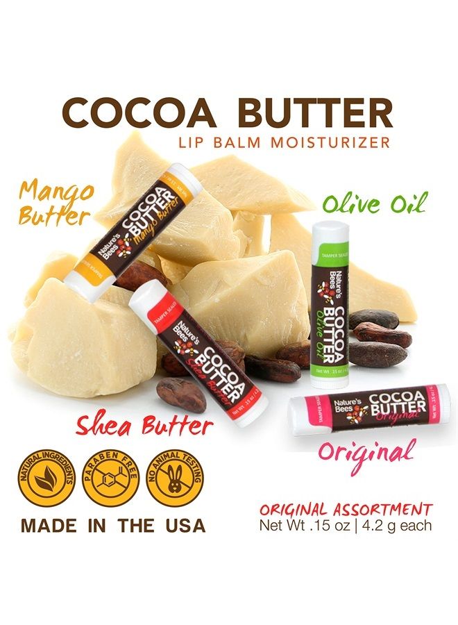 Nature's Bees , Cocoa Butter Lip Balms, Lip Moisturizer Treatment - Pack of 72, (Original Variety Assortments - Original, Olive Oil, Mango Butter, Shea Butter) Packaging May Vary - Image 1