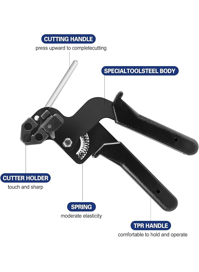 erorex Stainless Steel Cable Tie Gun Adjustable Cable Tie Gun With 100 Pcs Stainless Steel Cable Ties For Fastening Cables And Pipes Self Locking Zip Ties Kit Metal Zip Tie Tool Kit - Image 2
