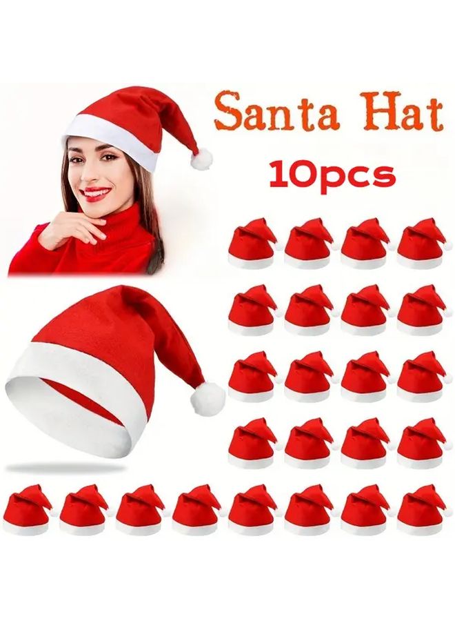 Red And White Adult Santa Hat 10pcs Bulk Christmas Party Hats Machine Washable - Image 2