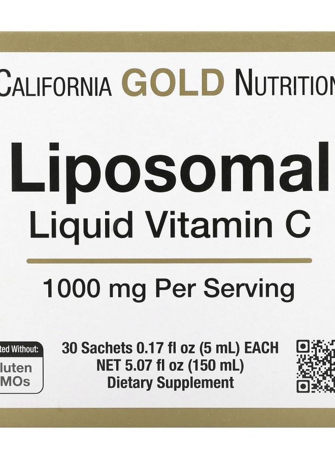 California Gold Nutrition - Liposomal Liquid Vitamin C Unflavored 1000 mg 30 Sachets - Image 1