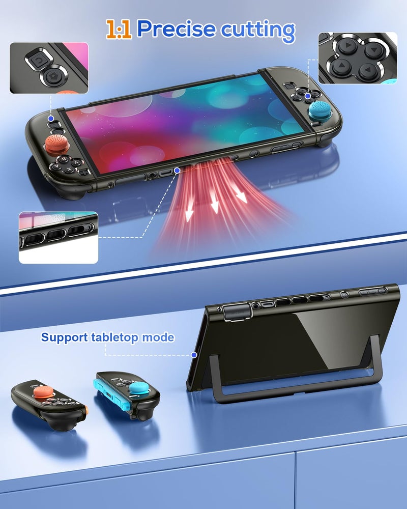 FYOUNG Protective Case for Nintendo Switch 2 2025, Slim Hard Shell for Switch 2 Accessories, Scratch&Shock Protection Cover with Screen Protector, 8 Thumb Grip(Translucent Black, Switch 2 7.9inch) - Image 2