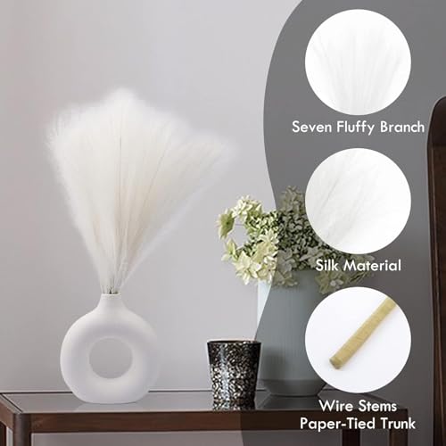 CURATED CART Faux Pampas Grass Set of 6 Small Artificial Flowers for Home Decoration, Office, Bedroom, Living Room, Table Décor and Craft Corner Styling, White Color, 41 cm Height, (Without Vase) - Image 5