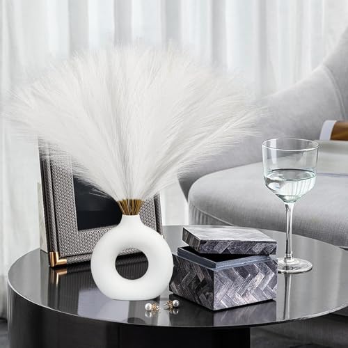 CURATED CART Faux Pampas Grass Set of 6 Small Artificial Flowers for Home Decoration, Office, Bedroom, Living Room, Table Décor and Craft Corner Styling, White Color, 41 cm Height, (Without Vase) - Image 4