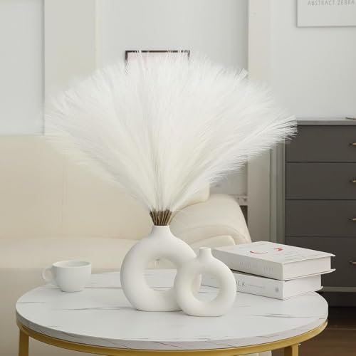 CURATED CART Faux Pampas Grass Set of 6 Small Artificial Flowers for Home Decoration, Office, Bedroom, Living Room, Table Décor and Craft Corner Styling, White Color, 41 cm Height, (Without Vase) - Image 2