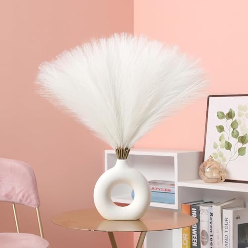 CURATED CART Faux Pampas Grass Set of 6 Small Artificial Flowers for Home Decoration, Office, Bedroom, Living Room, Table Décor and Craft Corner Styling, White Color, 41 cm Height, (Without Vase) - Image 3