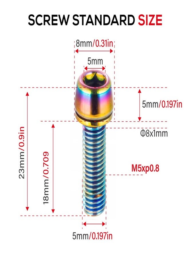 CNC Bike Stem Bolts，Stem Bolts for BMX/MTB/Road Bike with Washers,Rainbow - Image 2