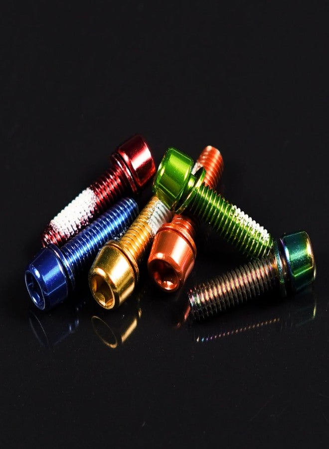 CNC Bike Stem Bolts，Stem Bolts for BMX/MTB/Road Bike with Washers,Rainbow - Image 4