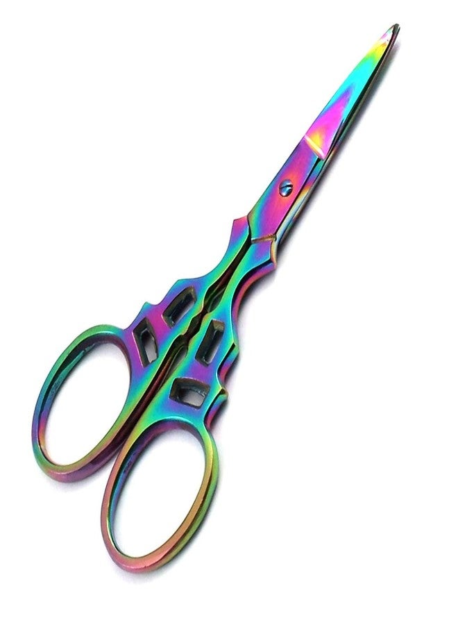 PRECISE CANADA: MULTI TITANIUM COLOR RAINBOW SEWING CRAFT EMBROIDERY SCISSORS 3.5" VICTORIAN STYLE BTS-643 - Image 1