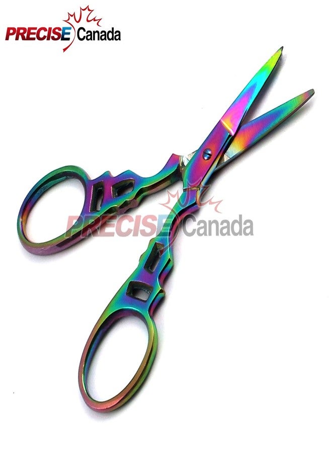 PRECISE CANADA: MULTI TITANIUM COLOR RAINBOW SEWING CRAFT EMBROIDERY SCISSORS 3.5" VICTORIAN STYLE BTS-643 - Image 3