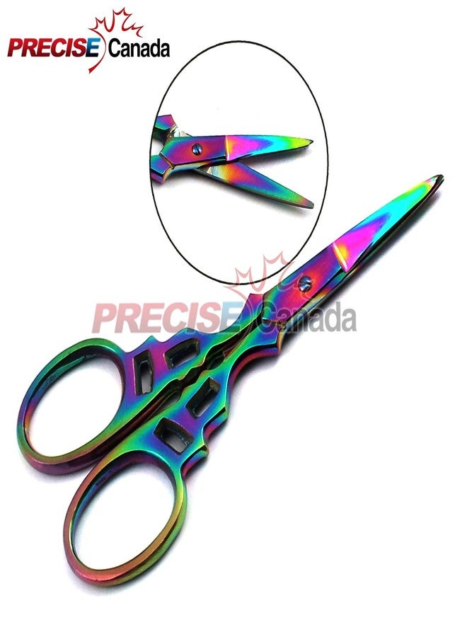 PRECISE CANADA: MULTI TITANIUM COLOR RAINBOW SEWING CRAFT EMBROIDERY SCISSORS 3.5" VICTORIAN STYLE BTS-643 - Image 2