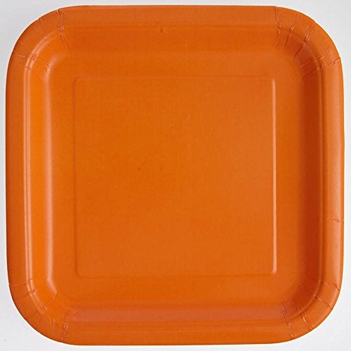 Unique Party Pumpkin Orange Square Disposable Paper Dinner Plates - 9'', 14 Pieces - Perfect for Parties, Weddings, Holidays & Events - Image 3