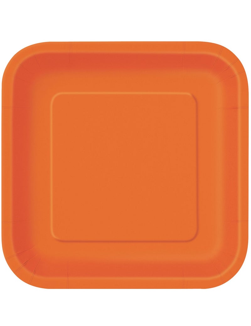 Unique Party Pumpkin Orange Square Disposable Paper Dinner Plates - 9'', 14 Pieces - Perfect for Parties, Weddings, Holidays & Events - Image 4