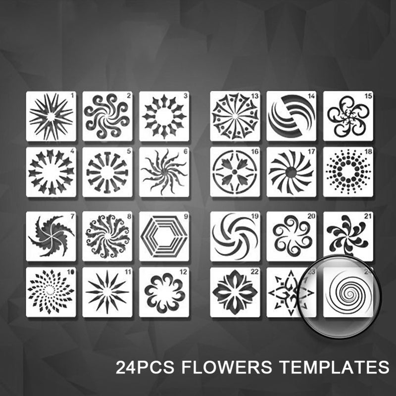 Flower Templates 24 Unique Styles 130x130mm Durable Eco-Friendly PET - Slightly Transparent Elegant Design Craft Templates for DIY Creative Crafting Projects - Image 2