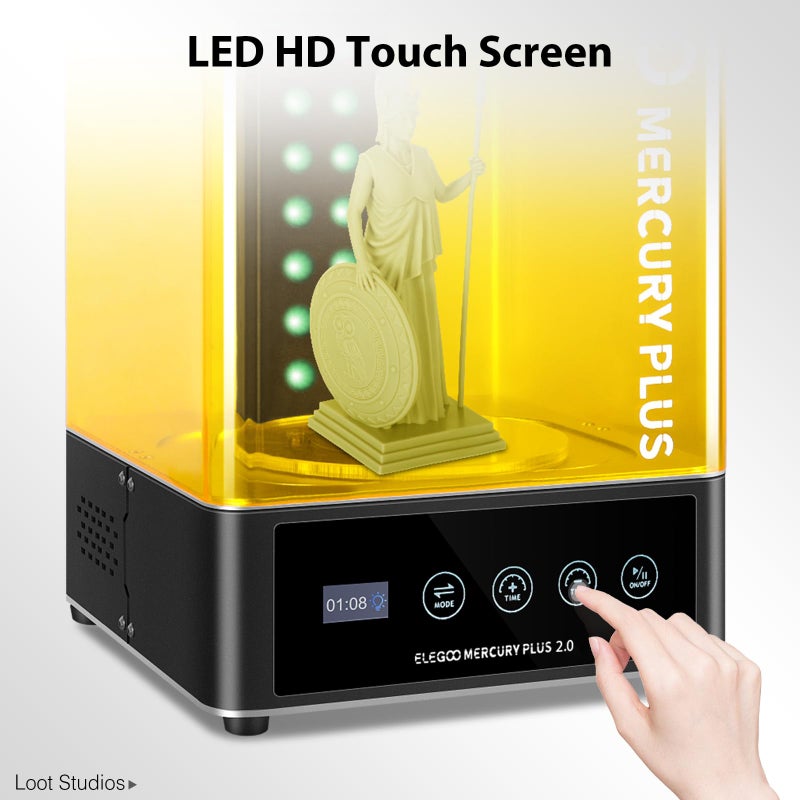 ELEGOO Mercury Plus 2.0 Large Wash and Cure Machine for LCD/SLA/DLP 3D Printing Models Cure Box with Rotary Curing Turntable and Washing Bucket - Image 4