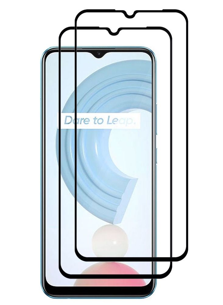 CATANES 2 Pack For Realme C21Y Screen Protector Tempered Glass Full Glue Back - Image 2