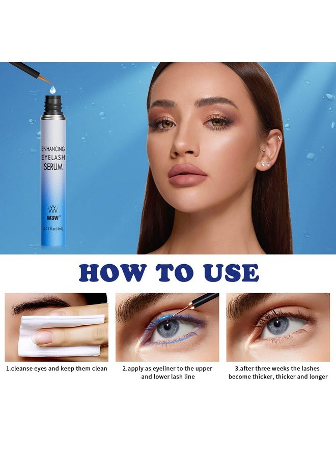 W3W - Eyelashes Serum Growth,Lash and Brow Serum,4 ML Lash Enhancing Serum Lash Boost Serum for Longer, Fuller, Thicker Lashes & Brows(Light Blue) - Image 1