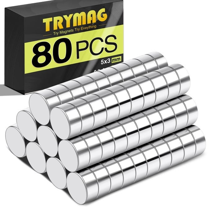 80PCS SMALL 5X3MM REFRIGERATOR MAGNETS TINY STRONG RARE EARTH SMALL NEODYMIUM DISC MAGNETS FOR FRIDGE WHITEBOARD BILLBOARD DRY ERASE BOARD OFFICE