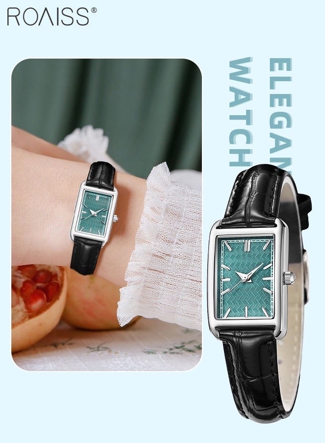 رويس ساعة كوارتز أنيقة للنساء، شاشة عرض تناظرية، قرص مستطيل، ساعة يد بسيطة وأنيقة مقاومة للماء حتى عمق 30 مترًا كهدية للسيدات - Image 1