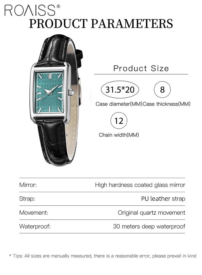 رويس ساعة كوارتز أنيقة للنساء، شاشة عرض تناظرية، قرص مستطيل، ساعة يد بسيطة وأنيقة مقاومة للماء حتى عمق 30 مترًا كهدية للسيدات - Image 3