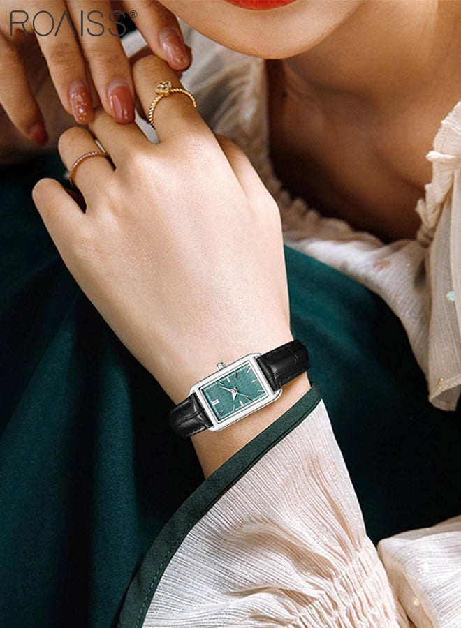 رويس ساعة كوارتز أنيقة للنساء، شاشة عرض تناظرية، قرص مستطيل، ساعة يد بسيطة وأنيقة مقاومة للماء حتى عمق 30 مترًا كهدية للسيدات - Image 2