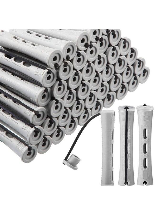 WILLBOND - WILLBOND 60 Pcs Perm Rods Natural Long Short Hair Perm Rods with Elastic Rubber Band Non Slip Plastic Perming Cold Wave Rod Kit for Women Hairdressing Styling Tool(0.59 Inch,Gray) - Image 1
