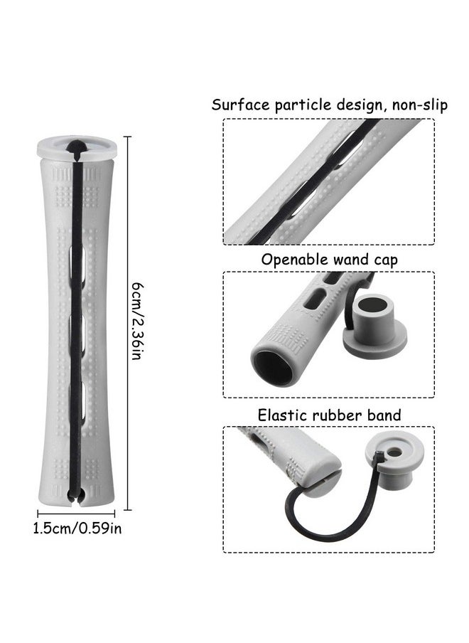 WILLBOND - WILLBOND 60 Pcs Perm Rods Natural Long Short Hair Perm Rods with Elastic Rubber Band Non Slip Plastic Perming Cold Wave Rod Kit for Women Hairdressing Styling Tool(0.59 Inch,Gray) - Image 1