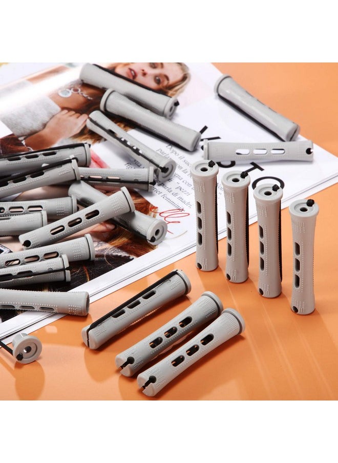 WILLBOND - WILLBOND 60 Pcs Perm Rods Natural Long Short Hair Perm Rods with Elastic Rubber Band Non Slip Plastic Perming Cold Wave Rod Kit for Women Hairdressing Styling Tool(0.59 Inch,Gray) - Image 1