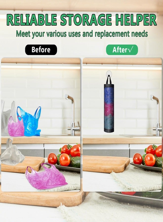 OWMOSYX 4 Pcs Plastic Bag Holder for Grocery Bags, Hanging Storage Bags Plastic Mesh Bags Dispenser Organizer Trash Bags Grocery Shopping Bag Holder for Home And Kitchen - Image 4
