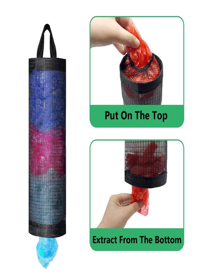 OWMOSYX 4 Pcs Plastic Bag Holder for Grocery Bags, Hanging Storage Bags Plastic Mesh Bags Dispenser Organizer Trash Bags Grocery Shopping Bag Holder for Home And Kitchen - Image 3
