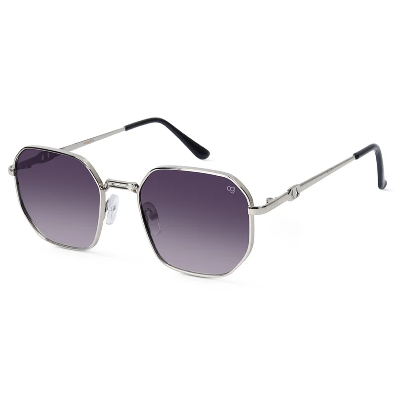 Woggles UV- Protected  Silver Hexagonal Sunglasses