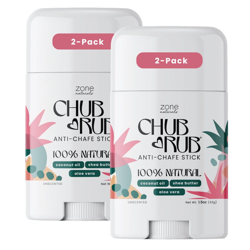 Zone Naturals 2 Pack Chub Rub Stick All Natural Anti Chafing Stick Friction Defense Stick Anti Chafe Stick Reduces Rubbing and Irritation 15 Ounce