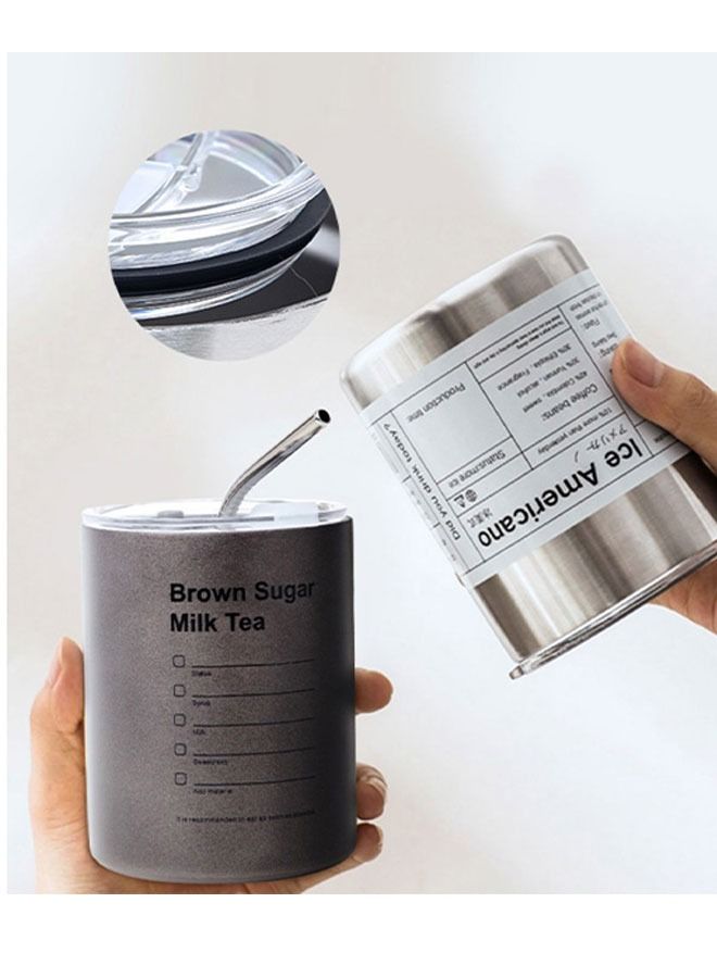 HOMESTAR Iced Americano Insulated Tumbler Coffee Cup with Stainless Steel Straw,Inspiration Words Travel Mug for Men Women (10*11cm Gray) - Image 1
